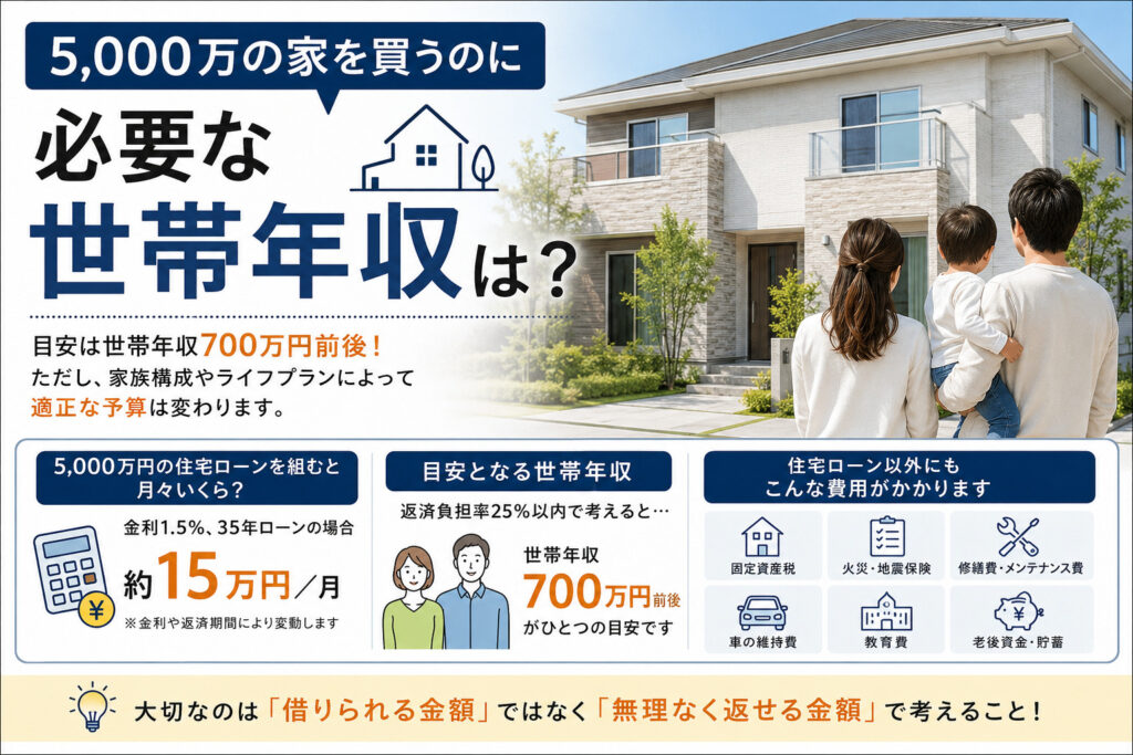 【5,000万円の家を買うのに必要な世帯年収は？】